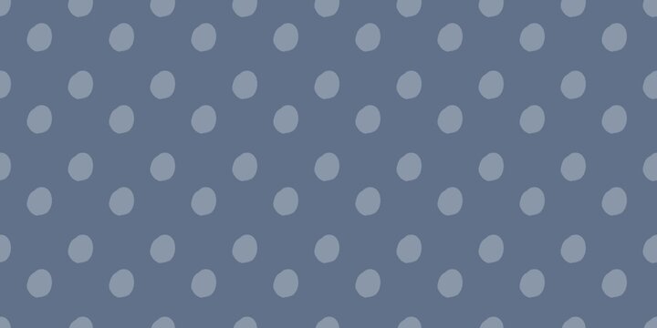Classic slate blue seamless polkadot pattern banner with abstract hand drawn irregular dots background for masculine or neutral textile print.