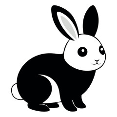 Obraz premium Black-and-white-rabbit-isolated-on-white-background 