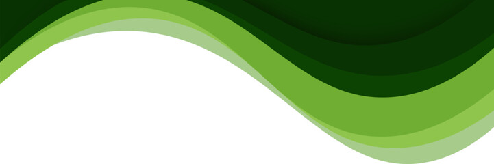 Obraz premium Abstract green wavy banner background with elegant flowing lines. Vector illustration