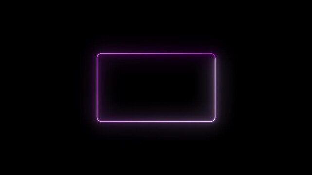 Purple and White Neon Rounded Rectangle Frame on Black Background light glowing
