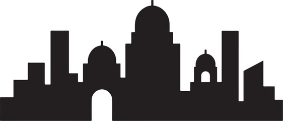 Ultra simplified skyline silhouette with dome and arch shapes minimalist vector city skyline © Nguyen