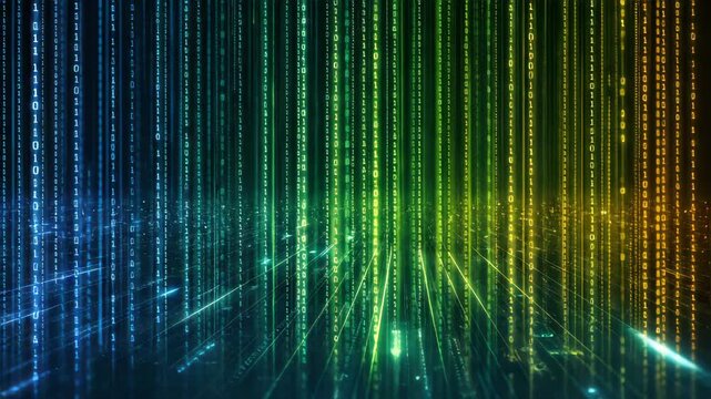 Colorful abstract digital matrix with glowing vertical lines
