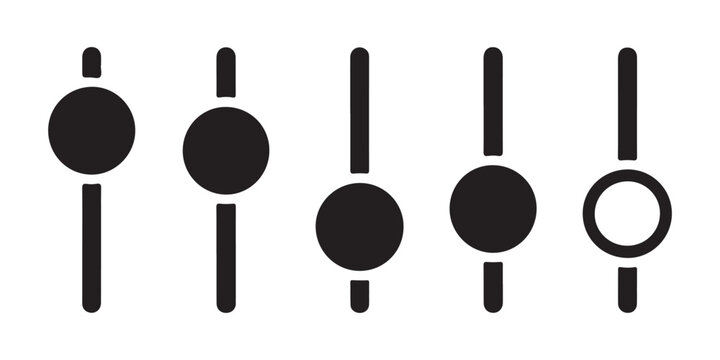 Set of graphic equalizer or slider icons, representing sound or volume control on transparent background.