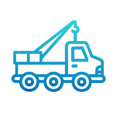 Naklejka premium Blue Tow Truck Vector Illustration on Black Background in Outline Style