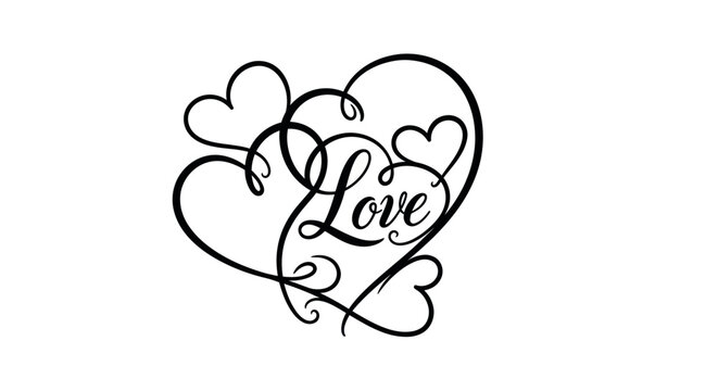Elegant Love Heart Swirls - Romantic Graphic Design Element