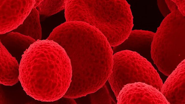 Electron Microscope Style View of Blood Cells Greyscale to Color