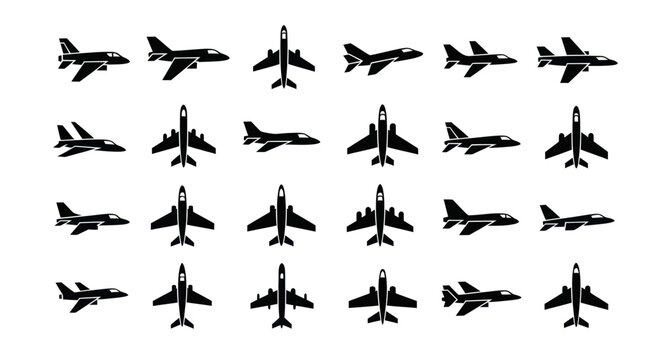Jet Fighter Silhouettes: Military Aircraft Collection