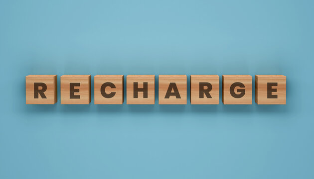 Recharge Blocks on Blue Background