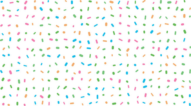 Colorful sprinkles pattern on white background