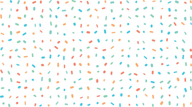 Colorful confetti pattern on white background playful sprinkle design
