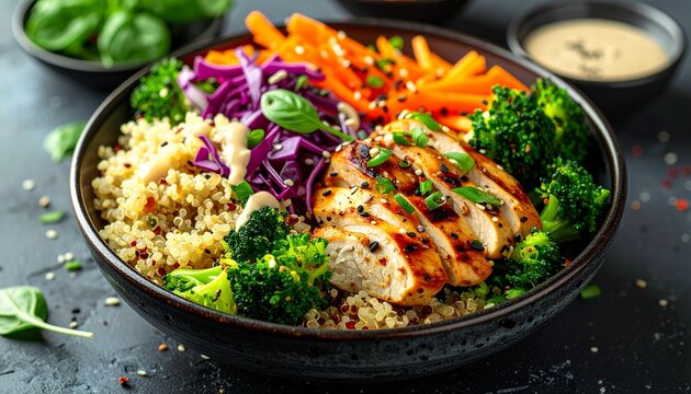 Klassische Buddha Bowl mit H&auml;hnchen