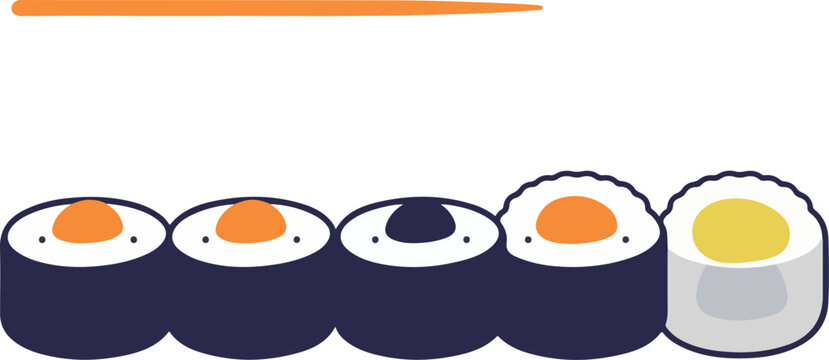 Assorted Sushi Rolls with Chopstick for Japanese Cuisine Theme