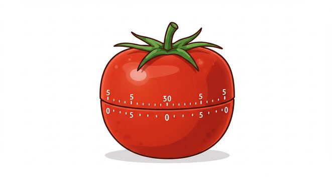 Bright red tomato kitchen timer vector art helping track cooking time on a clean white background.. AI Generated