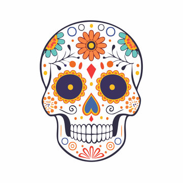 Decorated Sugar Skull with Floral Motifs