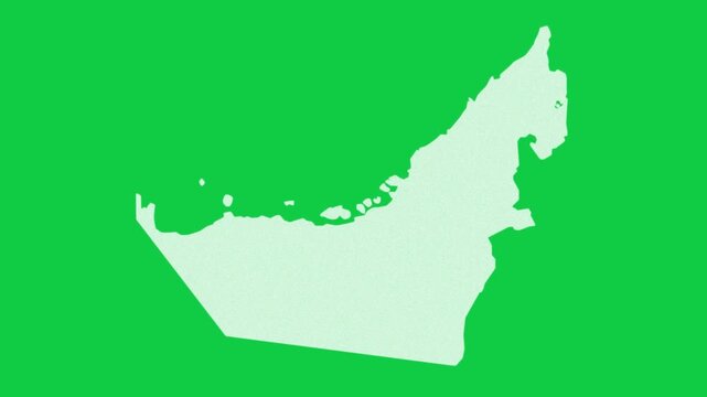 United Arab Emirates UAE static effect map pop animation green background