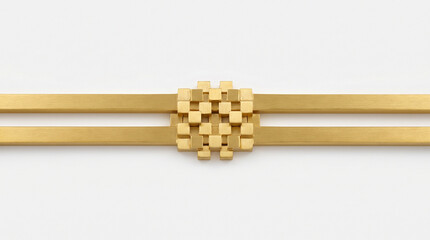 Naklejka premium Golden, metallic, double bar, decorative connector, luxury hardware