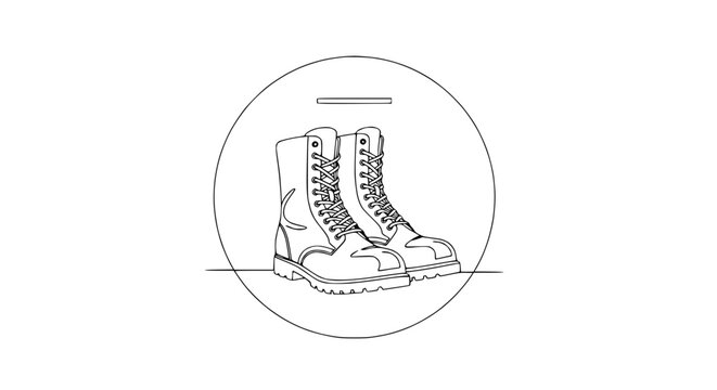 Stylish Combat Boots Line Art Icon