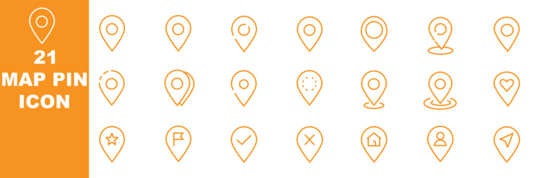 Doodle location pin. Sketch local icons. Hand drawn pencil address coordinate symbols, chalk digital map pinpoint, GPS tag, place marker, journey point. Vector set 