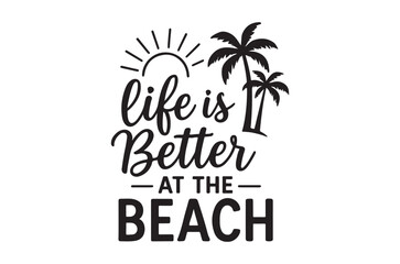Obraz premium A simple illustration depicts a sunny beach scene with motivational text