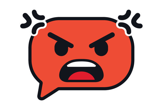 Angry Speech Bubble Emoji Face.