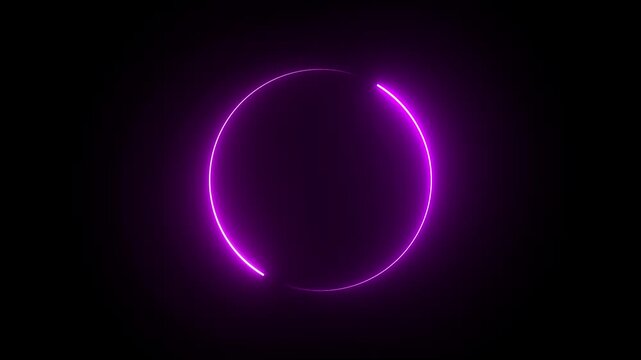Round circle picture frame with two tone neon color shade motion graphic on isolated black background.
Endless circular pattern. Glitter magic spell effect. Light streaks with shimmer.