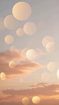 Abstract sunset sky with bokeh light circles overlay