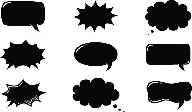 Collection of black speech bubbles vector illustration with communication illustration collection