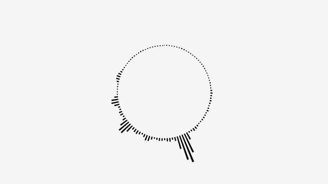 Minimalist circle ring sound wave animation on a white background, Digital radio signal symbols.
Audio music equalizer, soundtrack shapes. equalizer waveform spectrum. 4K Loopable white video.