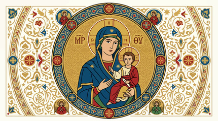 Obraz premium The Holy Trinity depicted on a Sunday with abstract shapes and illustrations