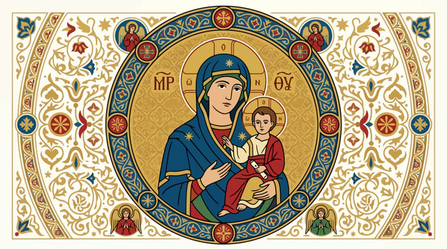 The Holy Trinity depicted on a Sunday with abstract shapes and illustrations