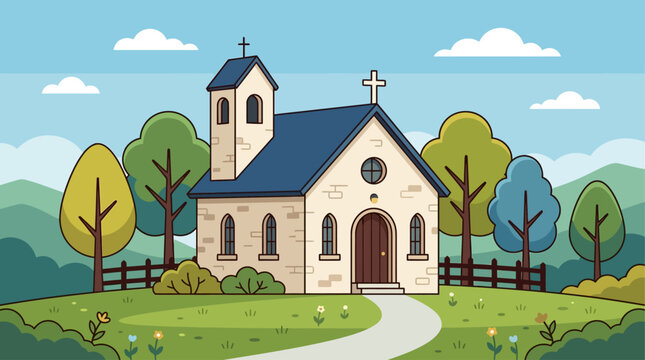 The Holy Trinity church stands on a Sunday morning in a serene landscape