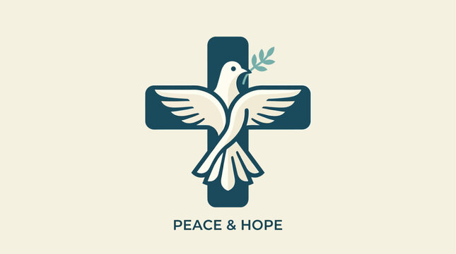 Trinity Sunday symbol illustration features dove on cross with peace