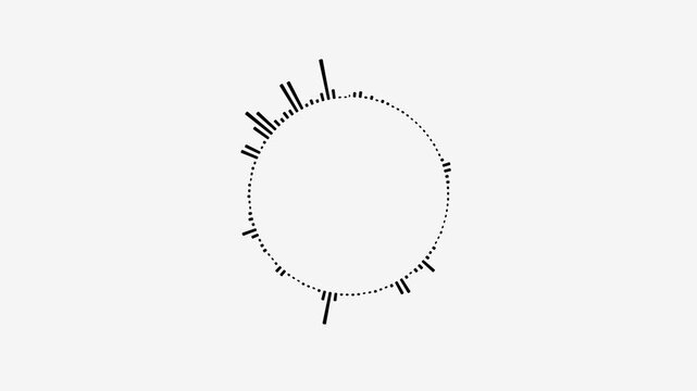 Minimalist circle ring sound wave animation on a white background, Digital radio signal symbols.
Audio music equalizer, soundtrack shapes. equalizer waveform spectrum. 4K Loopable white video.