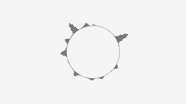 Minimalist circle ring sound wave animation on a white background, Digital radio signal symbols.
Audio music equalizer, soundtrack shapes. equalizer waveform spectrum. 4K Loopable white video.