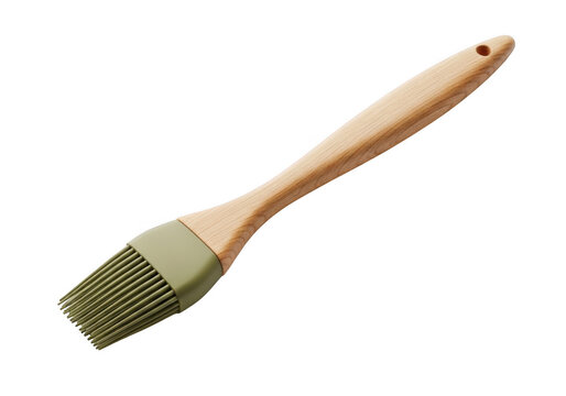 Silicone pastry brush with wooden handle isolated on transparent background