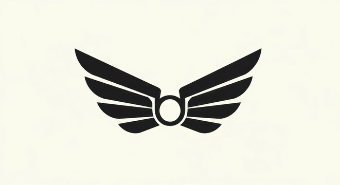 Minimalist Winged Logo Design with Central Circle Silhouette