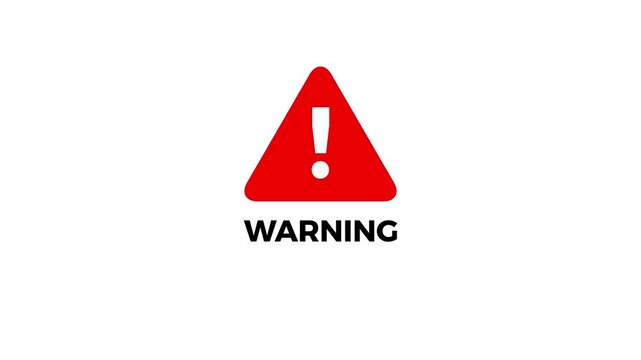 warning triangle sign animation Representing error or Caution Sign with motion transparent background 4k video animation.