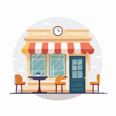 Obraz premium Cozy Cafe Exterior with Outdoor Seating