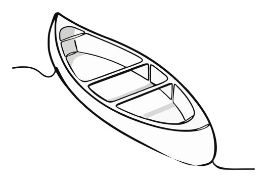 Minimalist canoe boat line art vector icon. Generative AI