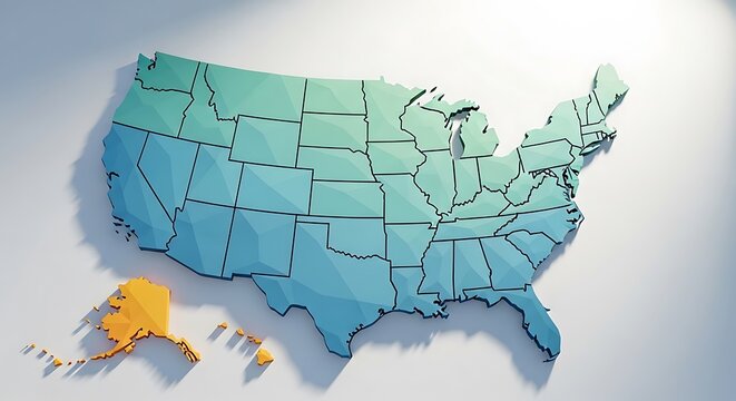 United states map rendered in gradient colors against white backdrop