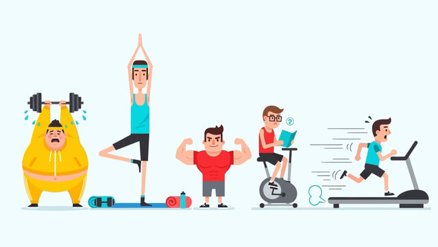 Diverse group of people engaged in various fitness activities and sports.