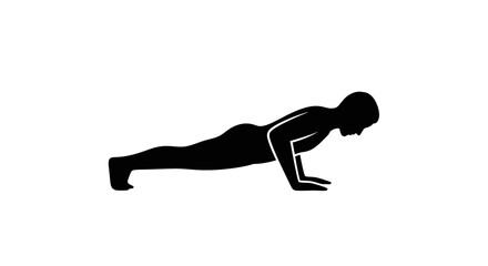Fototapeta premium Athlete performs a pushup in a black silhouette pose to demonstrate strength and physical training.