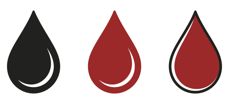 Blood drop icon set, vector illustration featuring medical and healthcare symbols