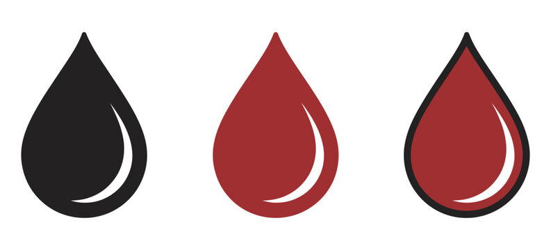 Blood drop icon set, vector illustration, healthcare and medical donation symbols, laboratory testing concept