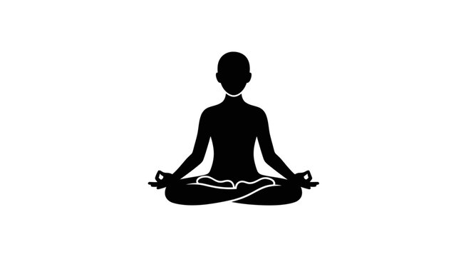 Person sits in a meditative lotus position while performing a calm practice of mindfulness and focus.
