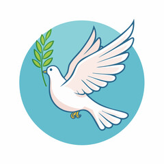 Obraz premium White Dove with Olive Branch
