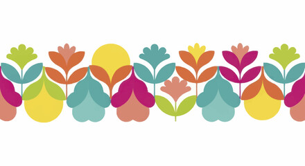 Colorful Abstract Floral Pattern Border Design Element. © Faiz