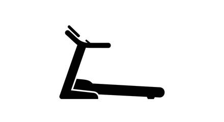 Treadmill stands as a sleek black silhouette icon representing modern fitness and cardiovascular gear. © yanto