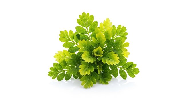 Fresh green rue herb isolated on a white background