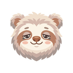 Fototapeta premium Cute sloth face vector illustration, adorable animal character with sleepy eyes and a gentle smile, perfect for playful designs